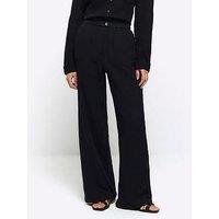 River Island Textured Cotton Trouser - Black