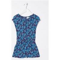 Fatface Girls Ink Floral Printed Playsuit - Blue