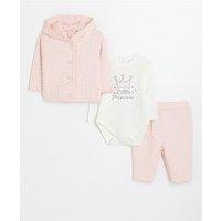 River Island Baby Baby Girls Heart Quilted 3 Piece Set - Pink