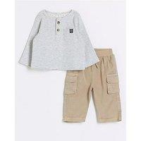 River Island Baby Baby Boys Rib Top And Cargo Trousers Set - Grey
