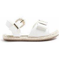 River Island Girls Pearl Trim Bow Sandals - White