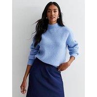New Look Blue Ribbed Knit High Neck Jumper