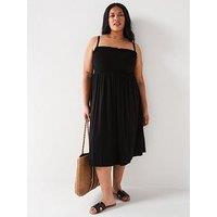 V By Very Curve Bandeau Midi Dress - Black