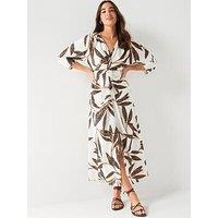 V By Very Twist Front Midi Dress - Print