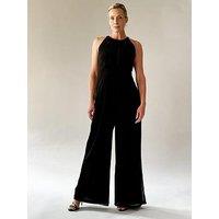 Religion Crew Wide Leg Halterneck Jumpsuit - Black