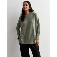 New Look Olive Ribbed Jersey Crew Neck Top