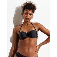 New Look Ruched Balconette Bikini Top - Black