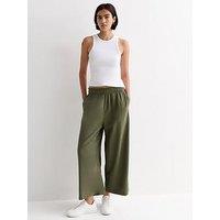 New Look Khaki Linen Blend Crop Wide Leg Trousers