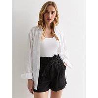 New Look Black High Waist Paperbag Shorts