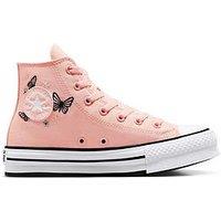 Converse Junior Girls Eva Lift Festival High Tops Trainers - Peach/White