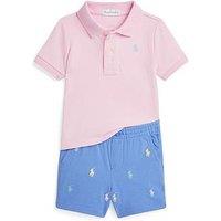 Ralph Lauren Baby Boys Short Sleeve Polo Shirt And Short Set - Garden Pink