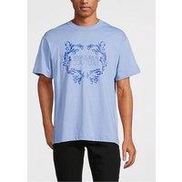 Versace Jeans Couture Baroque Logo Regular Fit T-Shirt - Blue