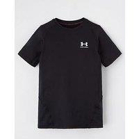 Under Armour Junior Boys Heat Gear Armour T-Shirt - Black/White