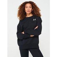 Under Armour Womens Essential Fleece Oversized Crew Sweat - Black/White