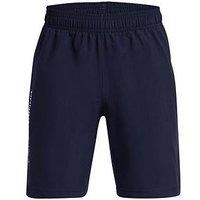 Under Armour Junior Boys Woven Wordmark Shorts - Navy/White