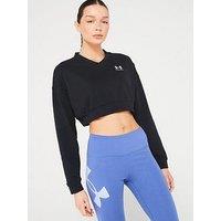 Under Armour Womens Rival Terry Oversized Crop Crew Sweat - Black/White