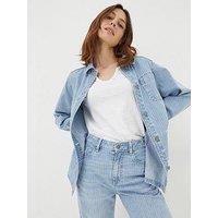 Fatface Eden Stripe Denim Worker Jacket - Blue