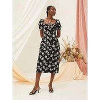 Fatface Lotus Embroidered Midi Dress - Black