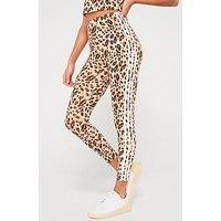 Adidas Sportswear Womens Leopard Print 3 Stripe Leggings - Beige