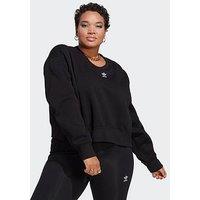 Adidas Originals Womens Plus Size Trefoil Crew Sweat - Black