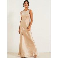 Six Stories Cowl Back Satin Bridesmaid Dress - Champagne