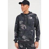 Adidas Sportswear Mens Camo Hooded Sweat - Dark Grey