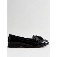 New Look Patent Tassel Trim Loafers - Black