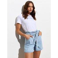 New Look Bright Blue Denim Paperbag Shorts