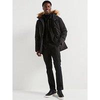 Very Man Padded Parka With Detachable Fur - Black