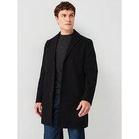 Very Man Faux Wool Overcoat - Black
