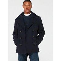 Very Man Faux Wool Peacoat - Navy