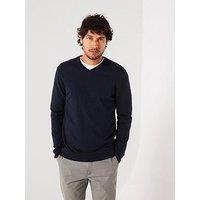 Everyday Cotton Rich V-Neck Knitted Jumper - Navy