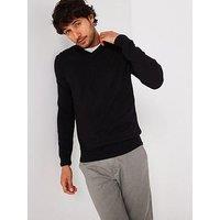 Everyday Cotton Rich V-Neck Knitted Jumper - Black