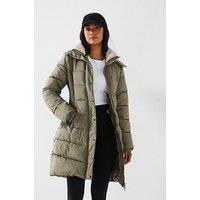 Everyday Waist Detail Padded Coat - Khaki