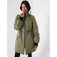 V By Very Padded Hooded Parka - Khaki