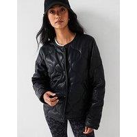 V By Very Faux Leather Quilted Jacket - Black