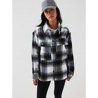 V By Very Faux Wool Check Jacket - Black/White