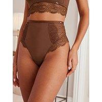 Lipsy Lace Shaping Thong - Brown