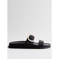 New Look Black Buckle Double Strap Sandals