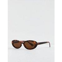 New Look Dark Brown Tortoiseshell Effect Oval Sunglasses