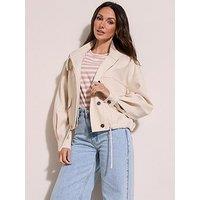 Michelle Keegan Cropped Trench Jacket - Cream