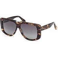 Max Mara Dark Havana Shield Sunglasses