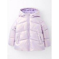 Mini V By Very Girls Lilac Shimmer Unicorn Padded Coat