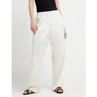 River Island Pull On Satin Trousers - Cream