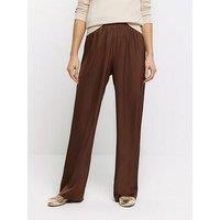 River Island Pull On Satin Trouser - Dark Pink