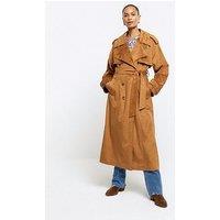 River Island Suedette Trench - Brown