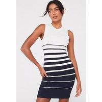 Jdy Knitted Stripe Mini Dress - White/Black