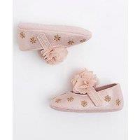 River Island Baby Boys Girls Corsage Floral Shoes - Pink