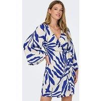 Jdy Wrap Mini Dress - White/Blue