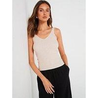 Jdy V Neck Knitted Vest Top - Off White